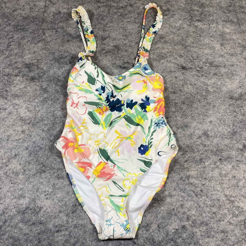 New Ted Baker One Piece Floral Swimsuit Size 1 Multicolor Flowers Ruffle Straps